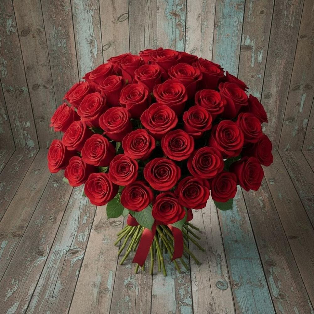 Букет 55 Красных роз Фридом в Алзамае