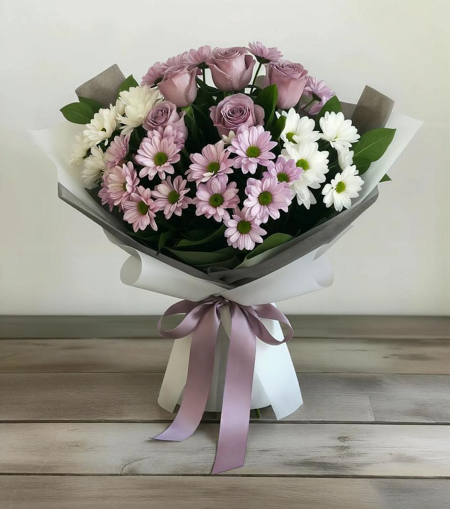 Букет цветов из: Хризантемы и Розы в Алзамае