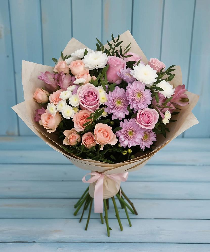 Букет цветов из: Хризантемы, Розы и Альстромерии в Алзамае