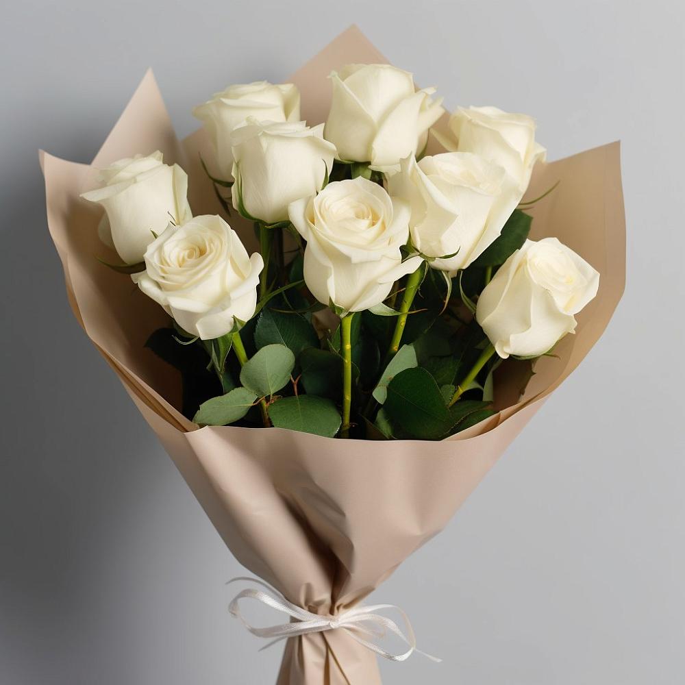 Букет 9 Белых роз Эдлесс Лав в Алзамае