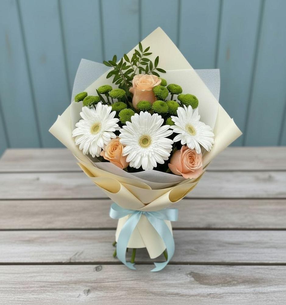 Букет цветов из: Герберы, Розы и Хризантемы в Алзамае