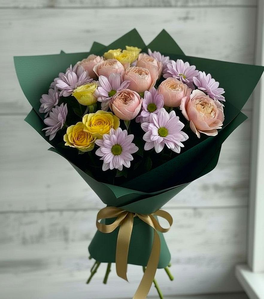 Букет цветов из: Хризантемы и Розы в Алзамае