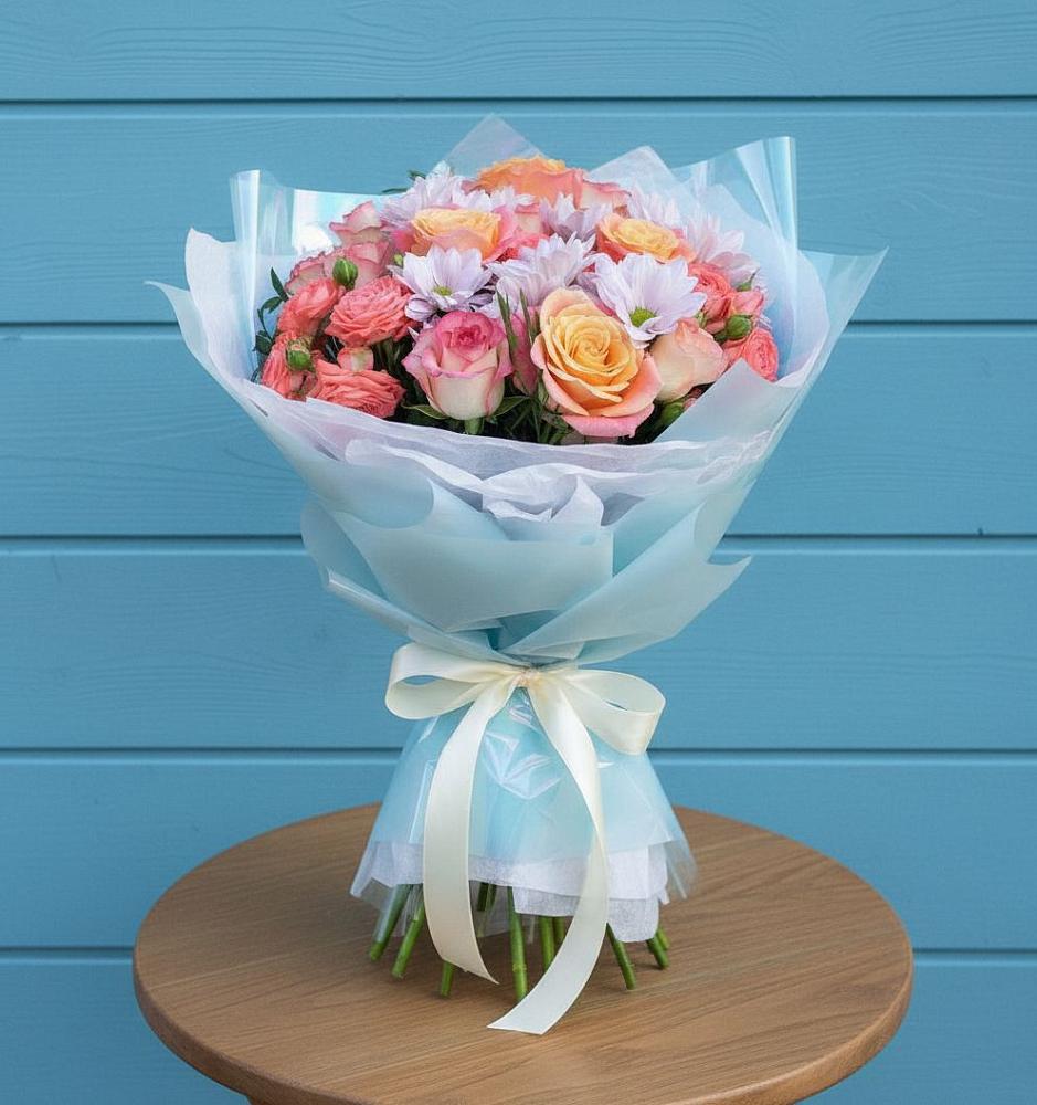 Букет цветов из: Хризантемы и Розы в Алзамае