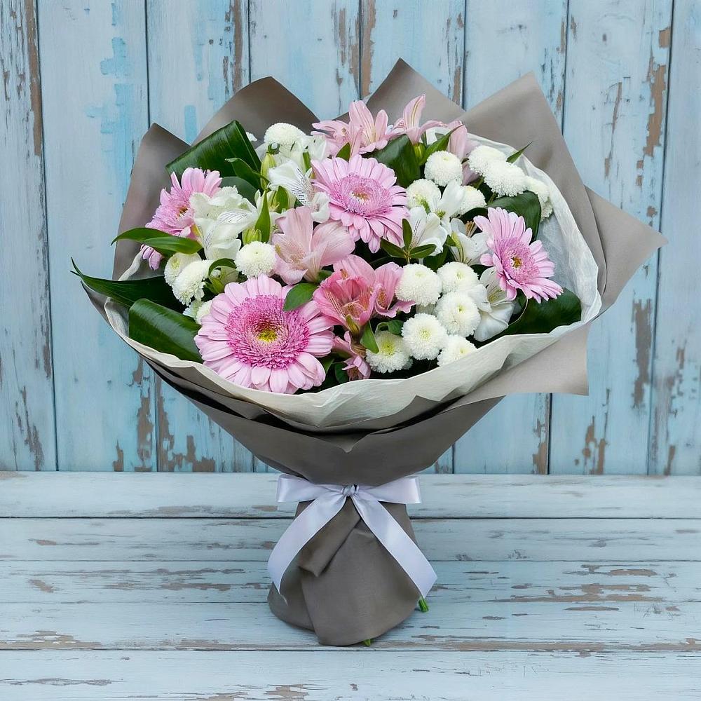 Букет цветов из: Герберы, Альстромерии и Хризантемы в Алзамае